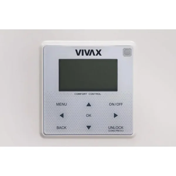 Ovládač tepelného čerpadla VIVAX HPS-42HM65AERI/I1s s LCD displejom a tlačidlami.